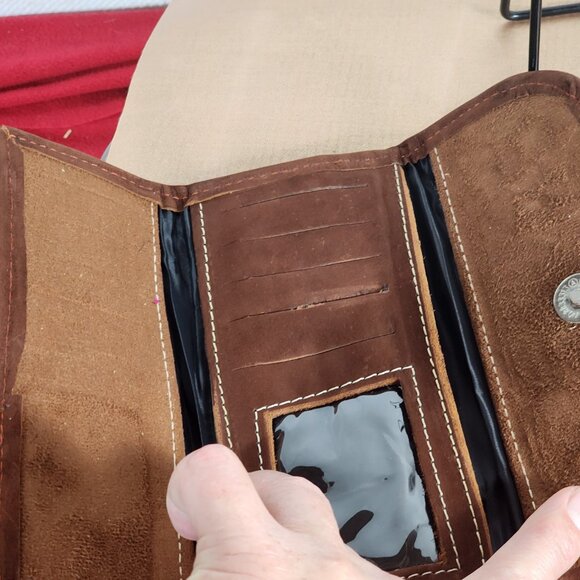 JL Brand Mexican Floral Design Embroidered Leather Snap Shut Wallet / Clutch RGL - Picture 10 of 16